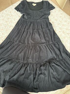 Maeve Black Tiered Scoop-Neck Tank Dress